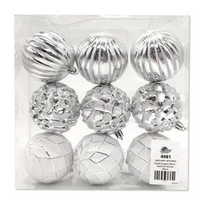 Set palline di Natale in plastica Ø 8 cm bianco argento decorazione sfera addobbi albero di Natale - Foto 1 di 14