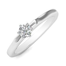 Solid 925 Sterling Silver 0.32ct White Simulated Diamond Solitaire Wedding Ring