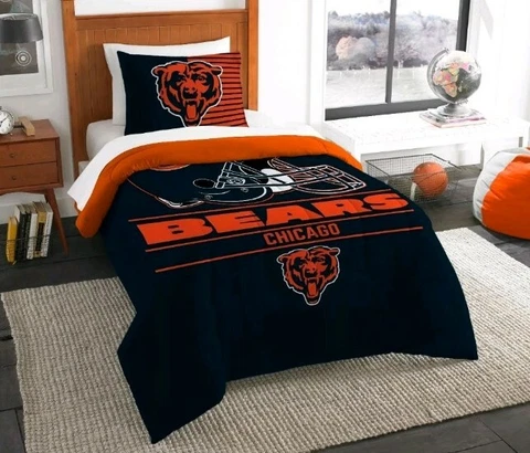 Chicago Bears “Draft” Twin Comforter & Sham Set OFFICIAL NFL Cover