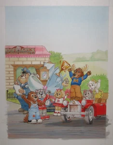 PORTADA DE LIBRO PARA NIÑOS LAS AVENTURAS DE LA PANDILLA GET A LO LARGO PINTURA ARTE ORIGINAL 1984 - Imagen 1 de 5