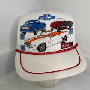 Vintage Autographix Chevrolet Camero Mesh Snap Back Trucker Hat - Picture 1 of 8