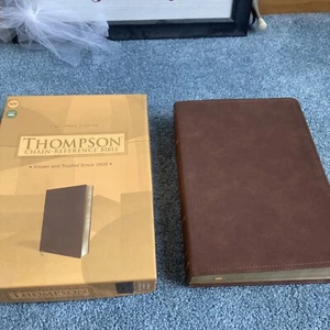 KJV THOMPSON CHAIN REFERENCE BIBLE BROWN LEATHER SOFT RED LETTER - Picture 1 of 12