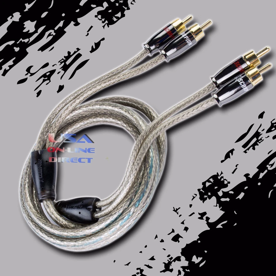 12FT CAR STEREO AUDIO BRAIDED RCA INTERCONNECT QUAD SHIELDED CABLE TWISTED - Image 1 of 1