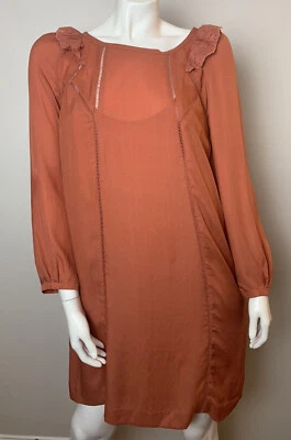 Vestido Vanessa Bruno Athé Encaje Recortado Seda Largo Medio en Naranja Talla 42 Foto 1 de 4