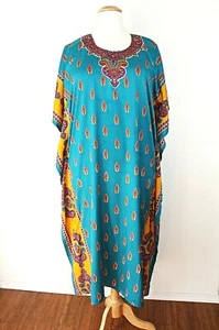 NWOT VTG SANTE CLASSICS BOHO Dress Caftan Kaftan Maxi Multicolor One Size #03 - Picture 1 of 11