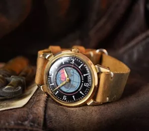 Reloj Soviético Vintage ""Satélite", Oro 20 Micras Años 50, Hecho en URSS 1 MChZ - Imagen 1 de 6