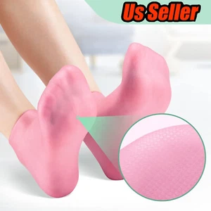 2 Pair Full Length Silicone Gel Moisturizing Socks Foot Care Protector Free Ship - Picture 1 of 16
