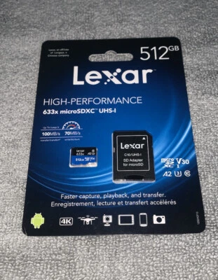 Lexar 512GB 633x UHS-I microSDXC Memory Card with SD Adapter LSDMI512BBNL633A - Image 1 of 2