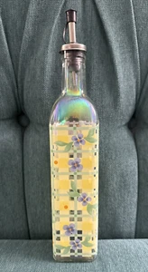 Pfaltzgraff Summer Breeze Glass Olive Oil Cruet Dispenser EUC 12" Yellow Blue - Picture 1 of 4