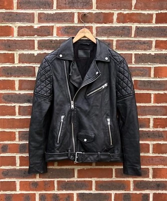 Chaqueta de Cuero AllSaints BOYSON PEQUEÑA Negra Motociclista Hombres Bombardero Moto All Saints Foto 1 de 4