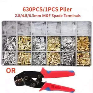 630Pcs Male Female Spade Wire Connector Crimp Terminal Kit for Car Audio Speaker - Picture 1 of 23
