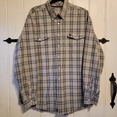 Camisa Cinch Para Hombre Botón Delantero Manga Larga A Cuadros Gris Talla XL Foto 1 de 4