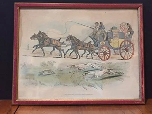 Antique Hand Colored Engraving Stagecoach Dogs Rabbit  S & J Fuller London 1817 - Picture 1 of 9