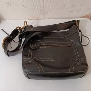 Ladies Coach Black Leather Shoulder/Cross Body Bag W/ Adjustable Strap - Picture 1 of 9