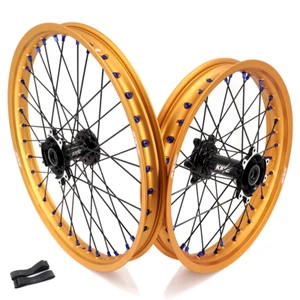 KKE 21/18 E-Bike Wheels Fit Surron Ultra Bee 2023 2024 CNC Gold Rims Black Hubs - Picture 1 of 14