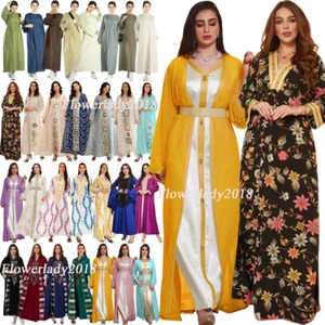 Ramadan Abaya Dubai Kaftan Women Muslim Maxi Dress Islamic Robe Party Gown Burqa - Picture 1 of 209