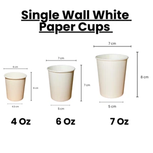 Tazas de papel desechables blancas de una sola pared 4 oz/6 oz/7 oz para llevar bebidas frías y calientes - Imagen 1 de 10