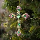 New Orleans  6" filigree Regal Gold Cross Ornament With Green & Purple Jewels  C