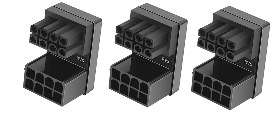 3 x GPU 180 Grad Winkeladapter Stecker Grafikkarte 8 polig pin Winkelstecker RVS - Bild 1 von 4