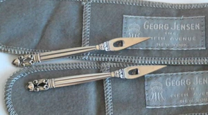 Georg Jensen Sterlingsilber Eichelmuster Paar Nuss Plektren - Bild 1 von 8