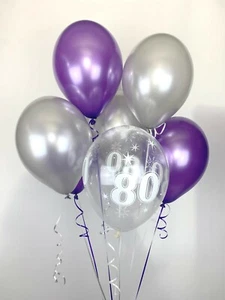 30 globos de látex perlado de rango púrpura, plateado y 80 años  - Imagen 1 de 1