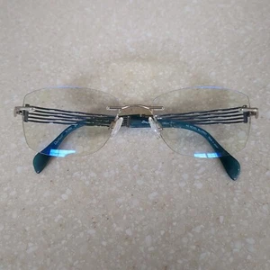 Charmant XL2082 WP1 Line Art Silver/Teal Rimless Japan 52-17-135 - Picture 1 of 12