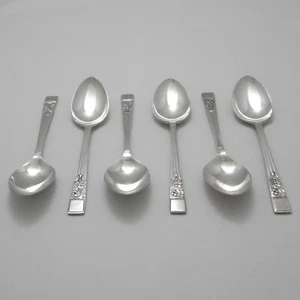 SPRINGTIME Design EPNS A1 SHEFFIELD Silver Service Cutlery Six Dessert Spoons - Picture 1 of 2
