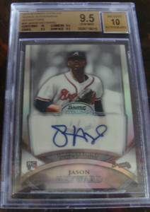 2010 JASON HEYWARD #20 BOWMAN STERLING /199 ROOK, AUTO, REFRACTOR Graded BGS-9.5