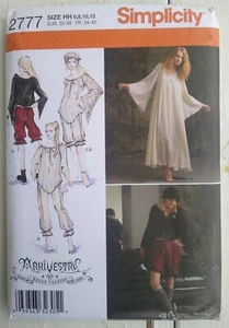 Simplicity Muster 2777 Neu ungeschnitten Größe 6-12 Gothic Kleid Unterhose Kostüm - Bild 1 von 2