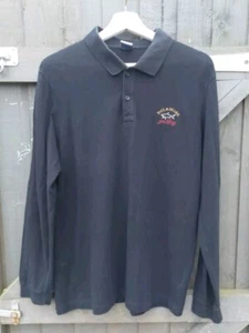Paul and Shark Langarm Polo Größe L Schwarz Herren & Großes Logo Original - Bild 1 von 8