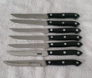 Lot of 7 J.A. Henckels International Serrated Steak Knives Stainless Steel - Picture 1 of 7
