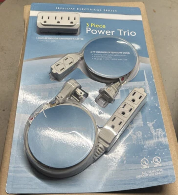 Sylvania 3 件套 Power Trio 延长线套装。 假日系列。 免费送货!  — 第 1/2 张图片