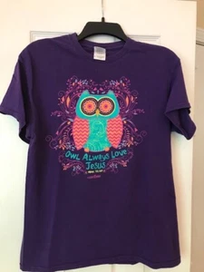 Light Source Owl Always Love Jesus Tshirt Womens Size M Purple - Picture 1 of 2