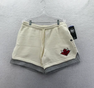 Chicago Bulls Sweat Shorts Mens Medium Cream White Fleece Lined '47 Brand NBA - Picture 1 of 11