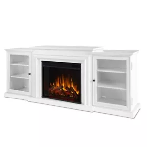 Bowery Hill Traditional Wood Electric Fireplace for TVs up to 72" in White - Picture 1 of 21