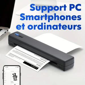 Imprimante Thermique Portable Sans Encre Compatible Format A4 Compacte Légère - Photo 1/10