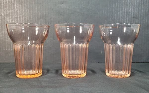Set of 3 Anchor Hocking Queen Mary Pink Depression Glass 9 oz Flat Tumbler - Picture 1 of 5