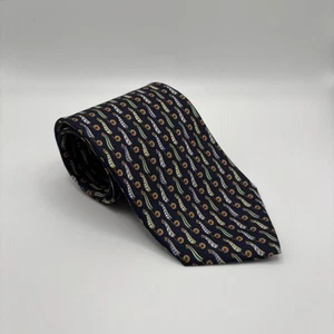 Salvatore Ferragamo 100% Silk Cowboy Spur Print Navy Blue Tie (58” x 3.5”) EUC - Picture 1 of 5