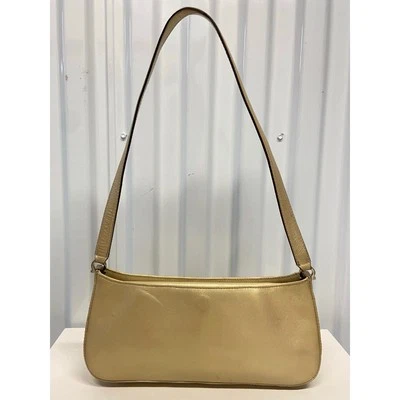 Vintage Y2K Salvatore Ferragamo Gancini Metallic Gold Small Leather Shoulder Bag - Image 1 of 4