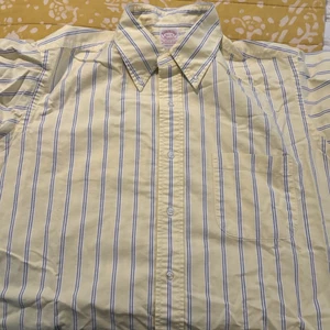 Brooks Brothers Yellow Stripe OCBD 16.5 X 34 USA made - Picture 1 of 2