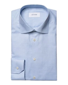 NWT ETON DRESS SHIRT sky blue Wales luxury Sweden 44 17 1/2 contemporary - Picture 1 of 3