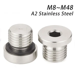 Metric Male Stainless Countersunk Plug Flanged Internal Hex Blanking Plug M8-M48 - Picture 1 of 34