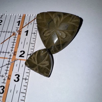 Pr Vintage Carved Bakelite Shank  Buttons - Image 1 of 2