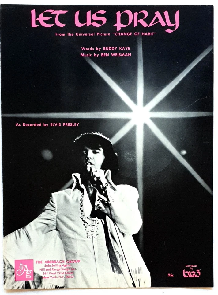 Elvis Presley -Let Us Pray (From Change Of Habit) 1971 Original USA Sheet Music - Image 1 of 1