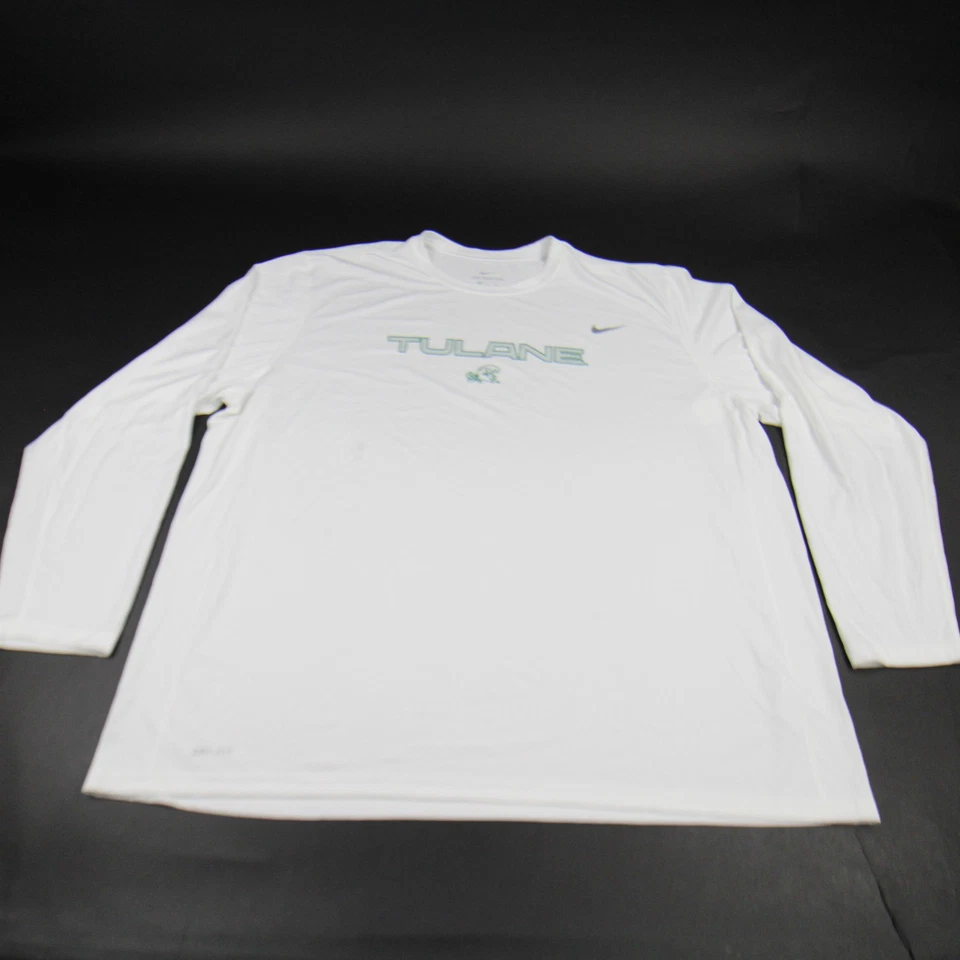 Tulane Green Wave Nike Dri-Fit Long Sleeve Shirt Men's White Used - Image 1 of 1