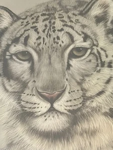 Stunning Signed Harold Rigsby Print of Snow Leopard 32 x 35" - Framed - Picture 1 of 4