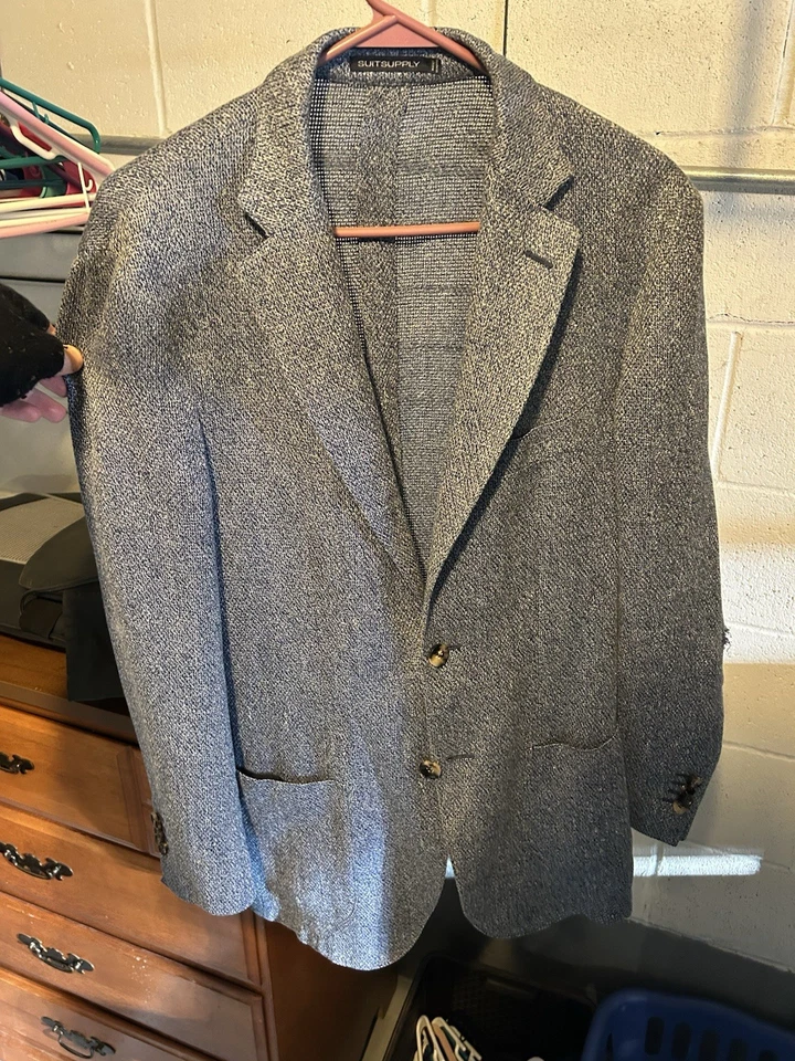 Abrigo deportivo SuitSupply Havana parche sin forro seda-lino en azul - 38R ajustado para hombre Foto 1 de 4