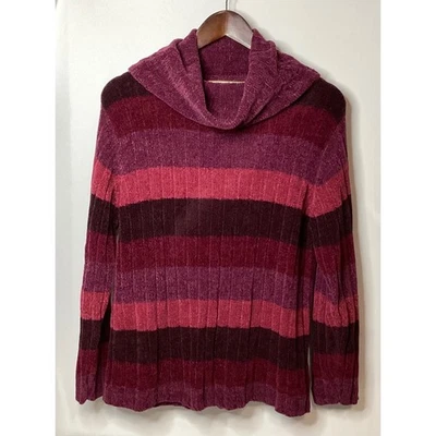 Suéter de chenilla con cuello capucha a rayas Heirloom Collectibles mediano para mujer Foto 1 de 4