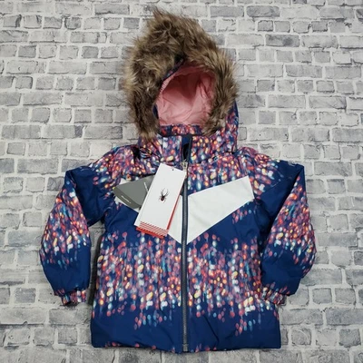 Spyder 学步儿童女孩夹克 Parka 尺寸 3 Lola Room To Grow 连帽银色水平 — 第 1/4 张图片