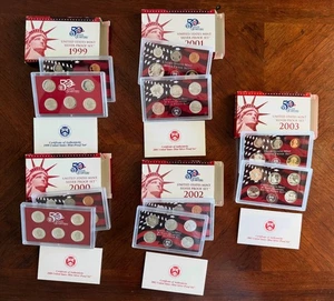 1999, 2000, 2001, 2002, 2003, WASHINGTON SILVER U.S MINT / STATE QUARTERS SETS - Picture 1 of 4